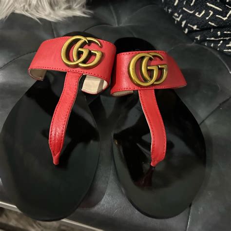 marmont gucci slides|Gucci Marmont thong sandals sale.